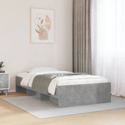 Berkfield Home Bed Frame without Mattress Concrete Grey 90x190cm Engineered Wood - Size: 90x190 cm - thumbnail 2