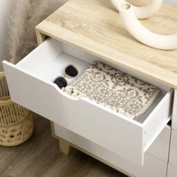 Wyld Haus Valu White & Light Wood 6 Drawer Wide Chest with Wooden Legs - thumbnail 9