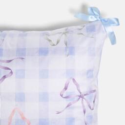 OHS 2 x Bow Gingham Matte Velvet Cushion Covers Home Decor in Blue - Size: 45 cm x 45 cm - thumbnail 7