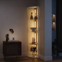 HOMCOM LED Floor Lamp with Shelves, Dimmable Standing Lamp with Foot Switch in Grey - thumbnail 1