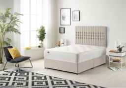 Galaxy Sprung Memory Foam Divan Bed with Headboard In Plush Fabric