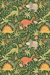 Hoopla Walls Jurassic Party 10m Matt Wallpaper in Green - thumbnail 2
