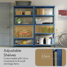 SPETLEK Garage Shelving 5 Tier Racking Storage Set of 3 in Blue - Size: 0.6m2 - thumbnail 2