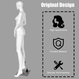 Costway 177cm Female Mannequin Full Body Manikin w/ Rotatable Arms Head in White - thumbnail 4