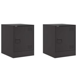 Berkfield Home Bedside Cabinets 2pcs Black 34.5x39x44 cm Steel - thumbnail 2