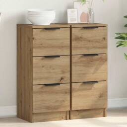 Berkfield Home Sideboards 2 pcs Artisan Oak 30x30x70 cm Engineered Wood in Brown - Size: 30 x 30 x 70 cm - thumbnail 2