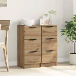 Berkfield Home Sideboards 2 pcs Artisan Oak 30x30x70 cm Engineered Wood in Brown - Size: 30 x 30 x 70 cm - thumbnail 3