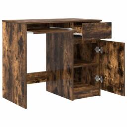 Berkfield Home Durable Desk Smoked Oak 86x49x76 cm Engineered Wood in Brown - Size: 86 x 49 x 76 cm - thumbnail 5