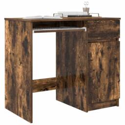 Berkfield Home Durable Desk Smoked Oak 86x49x76 cm Engineered Wood in Brown - Size: 86 x 49 x 76 cm - thumbnail 4