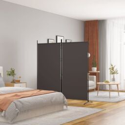 Berkfield Home 2-Panel Room Divider Brown 175x180 cm Fabric - thumbnail 1