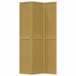 Berkfield Home Room Divider 3 Panels Brown Solid Wood Paulownia - thumbnail 4