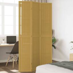 Berkfield Home Room Divider 3 Panels Brown Solid Wood Paulownia - thumbnail 2