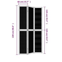 Berkfield Home Room Divider 3 Panels Brown Solid Wood Paulownia - thumbnail 8