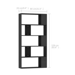 Berkfield Home Book Cabinet/Room Divider Black 80x24x159 cm Engineered Wood - Size: 80 x 24 x 159 cm - thumbnail 7