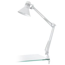 Loops Table Desk Lamp Colour Shiny White Moveable In Line Switch Bulb E27 1x40W