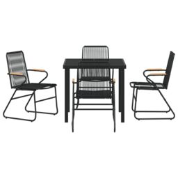 Berkfield Home 5 Piece Garden Dining Set Black PVC Rattan - thumbnail 7