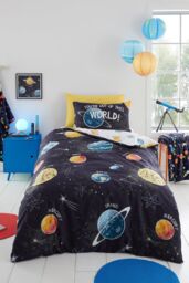 Bedlam 'Outer Space' Glow in the Dark Duvet Cover Set in Black - Size: Single - thumbnail 2