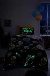 Bedlam 'Outer Space' Glow in the Dark Duvet Cover Set in Black - Size: Single - thumbnail 5