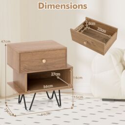 Gymax 2 Pack Nightstand Set of 2 Side Tables End Table With Removable Drawer in Khaki - thumbnail 3