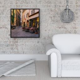 "Warren Reed - Designer Cozy Rome Street Framed Canvas in Black - Size: W30"" x H30""" - thumbnail 2