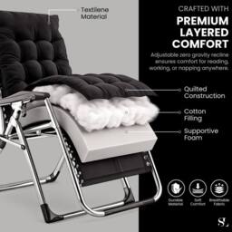 Kelvenix Garden Zero Gravity Foldable Reclining Chair Sun Lounger in Black - Size: 0.6m2 - thumbnail 4