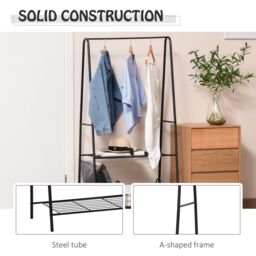 HOMCOM A Shaped Clothes Rack Garment Hanger Stand Hanging Rail 2-tier Shelving Metal in Black - thumbnail 6