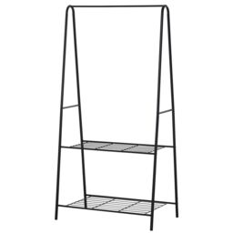 HOMCOM A Shaped Clothes Rack Garment Hanger Stand Hanging Rail 2-tier Shelving Metal in Black - thumbnail 2