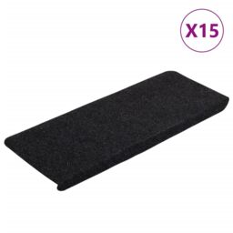 Berkfield Home Stair Mats Self-adhesive 15 pcs 65x24.5x3.5 cm Black - Size: Medium - thumbnail 2