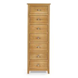 Cheshire Premium Brixton 7 Drawer Narrow Chest - Oak in Brown - thumbnail 6