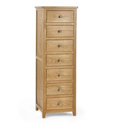 Cheshire Premium Brixton 7 Drawer Narrow Chest - Oak in Brown - thumbnail 1