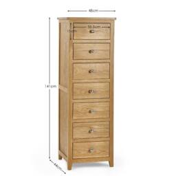Cheshire Premium Brixton 7 Drawer Narrow Chest - Oak in Brown - thumbnail 5