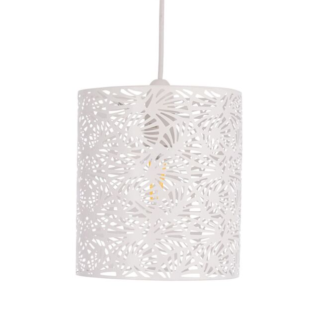 First Choice Lighting Maui - White Cut Out Metal Leaf Pendant Light Shade - image 1