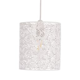 First Choice Lighting Maui - White Cut Out Metal Leaf Pendant Light Shade - thumbnail 1