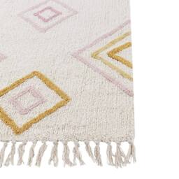 Wyld and Coco Hand Tufted Cotton Rug Off-White Multicoloured Geometric Pattern in White - Size: 140 cm x 200 cm - thumbnail 3