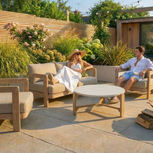 Royalcraft EVORA 4-Seater Wood Lounging Set with Coffee Table in Beige