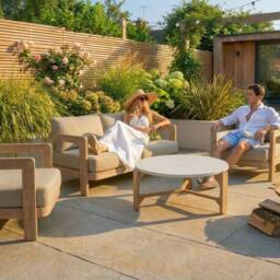 Royalcraft EVORA 4-Seater Wood Lounging Set with Coffee Table in Beige - thumbnail 1