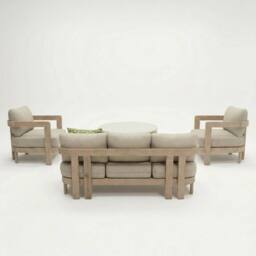 Royalcraft EVORA 4-Seater Wood Lounging Set with Coffee Table in Beige - thumbnail 4