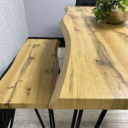 KOSY KOALA Modern Dining Table Set With 2 Black Velvet Chairs & 2 Benches Kitchen Dining Room Furniture in Brown - thumbnail 7