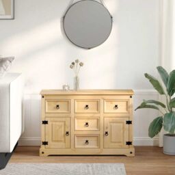 Berkfield Home Sideboard Corona 112x40x75 cm Solid Wood Pine in Brown - Size: 112 x 40 x 75 cm - thumbnail 3