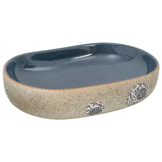 Berkfield Home Countertop Basin Sand & Blue Oval 59x40x14 cm Ceramic - Size: 59 x 40 x 14 cm - image 1