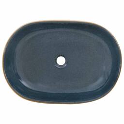 Berkfield Home Countertop Basin Sand & Blue Oval 59x40x14 cm Ceramic - Size: 59 x 40 x 14 cm - thumbnail 6