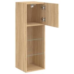 Berkfield Home TV Cabinets with LED Lights 2 pcs Sonoma Oak 30.5x30x90 cm in Light Brown - thumbnail 8