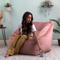 icon Natalia Velvet Adults Bean Bag Armchair, Large Beanbag Dusk Pink in Light Pink - thumbnail 3