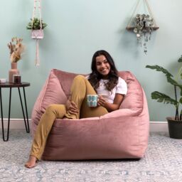 icon Natalia Velvet Adults Bean Bag Armchair, Large Beanbag Dusk Pink in Light Pink - thumbnail 2