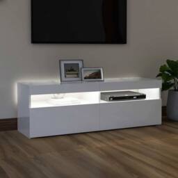 Berkfield Home TV Cabinet with LED Lights High Gloss White 120x35x40 cm - Size: 120 x 35 x 40 cm