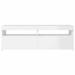 Berkfield Home TV Cabinet with LED Lights High Gloss White 120x35x40 cm - Size: 120 x 35 x 40 cm - thumbnail 8