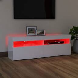 Berkfield Home TV Cabinet with LED Lights High Gloss White 120x35x40 cm - Size: 120 x 35 x 40 cm - thumbnail 4