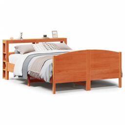 Berkfield Home Bed Frame without Mattress Wax Brown 120x200 cm Solid Wood Pine - Size: Small Double - thumbnail 2