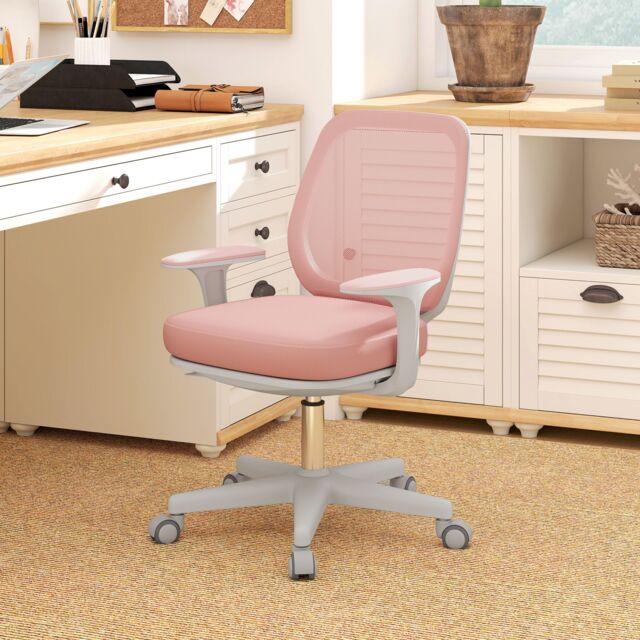 VINSETTO Office Chair, 360 Degree Swivel Desk Chair with Wheels, Pink - image 1