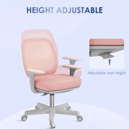 VINSETTO Office Chair, 360 Degree Swivel Desk Chair with Wheels, Pink - thumbnail 6